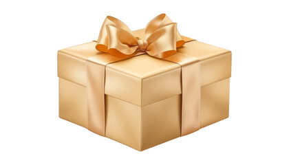 golden gift box isolated on transparent background cutout