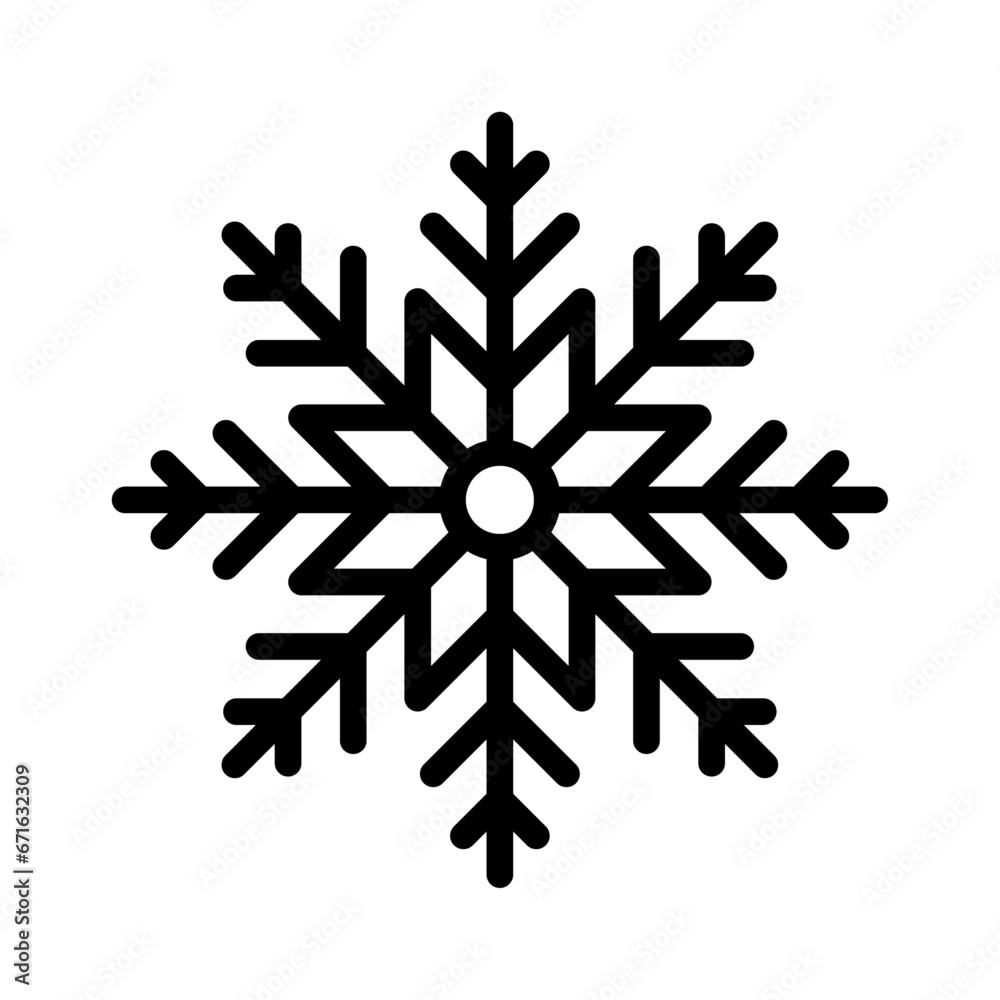 Poster Snowflake outline icon isolated on white background. Vector element for Christmas and New Year design. 