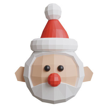 3d render of santa claus low poly with christmas season.