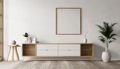Fototapeta na wymiar Simple minimal cabinet for tv interior wall mockup