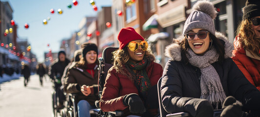  Group of Friends in Wheelchairs Enjoys a Festive Day