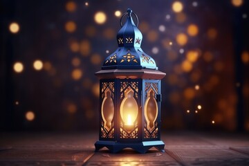 A decorative lantern symbolizing the sacred and festive spirit of Ramadan, with a vintage and cultural touch.