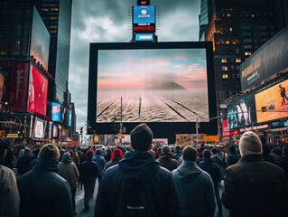 Times Square Marvel: Giant LED TV Billboard Shining Bright - obrazy, fototapety, plakaty
