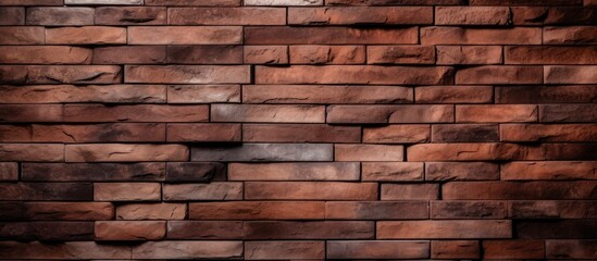 Texture of a brick wall adorned with dark brown decoration