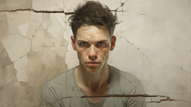 Brain Injury Awareness Month Concept. A poignant portrait of a person with visible scars or marks, symbolizing their journey post-brain injury.