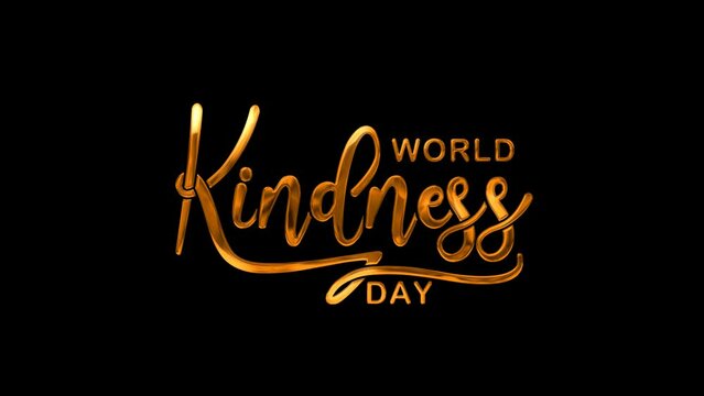 World Kindness Day Text Animation on Gold Color. Great for Kindness Day Celebrations, for banner, social media feed wallpaper stories