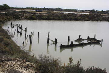 Vista de las salinas en Chiclana de la frontera