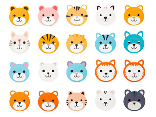 Set of fun kawaii kitten stickers for decoration of all kinds on a transparent background.