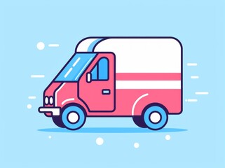 Depicting efficient logistics, a vibrant delivery truck poised for transportation of goods and services.