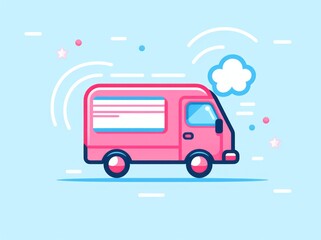 Depicting efficient logistics, a vibrant delivery truck poised for transportation of goods and services.