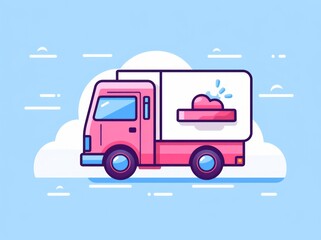 Depicting efficient logistics, a vibrant delivery truck poised for transportation of goods and services.