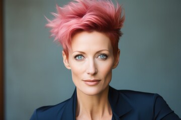 Portrait of a business woman in her 40s with short pink hair