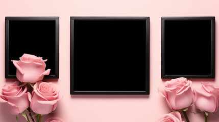 frame with roses HD 8K wallpaper Stock Photographic Image 