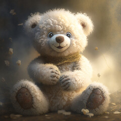 cute teddy bear in 3D, children's, illustration, story, fantasy