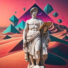 statue of roman person reading 