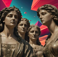 group of statues in a party