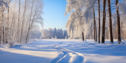 Beautiful magical winter wonderland landscape.