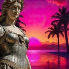 Roman sculpture on the beach