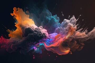 Colourful smoky cloud spreading in a dark space