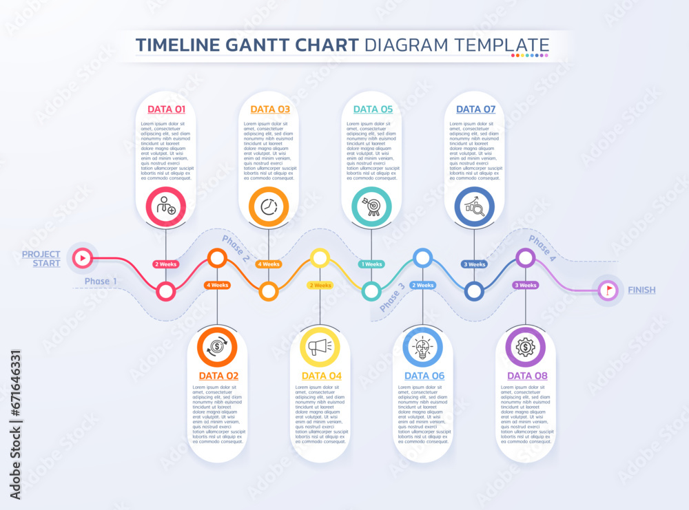 Wall mural timeline gantt chart infographic template background