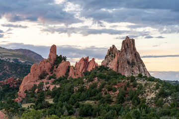 Garden of the Gods at sunset on a fall evening in Colorado Springs, CO