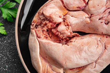 raw fish caviar fish entrails edible seafood fresh delicious healthy eating cooking appetizer meal food snack on the table copy space food background rustic top view Pescetarian diet