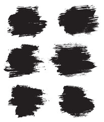 Collection of vector black color texture brush stroke