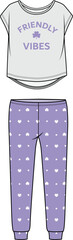 KIDS WEAR TEE AND PAJAMA SET VECTOR ILLUSTRATION