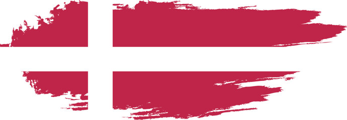 Denmark flag on brush paint stroke.
