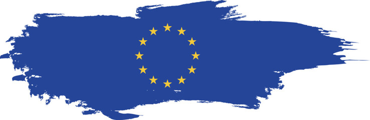 EU flag on brush paint stroke.
