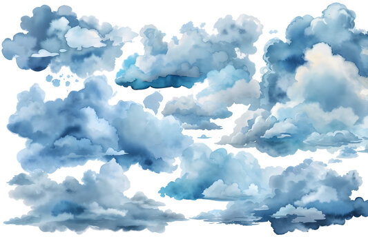 watercolor cloud on transparent backgrounds
