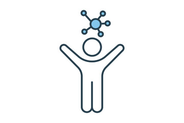 humanoid icon. people with network. icon related to affiliate intelligence, device, computer technology. flat line icon style. simple vector design editable