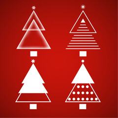 Stylized geometric Christmas trees set