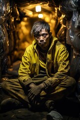 Obraz premium Miners hard at work in the mines. Great for stories on coal, energy, mining, climate change, resources, gold and more. 