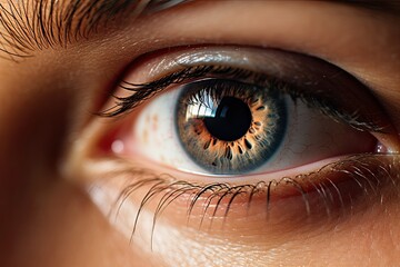 Fototapeta premium Stunning close up intricate details and beauty of a human eye. Generative AI
