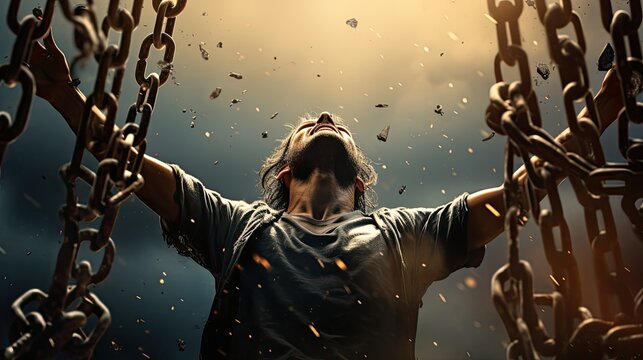 A picture of Emotional woman in a raincoat with chain around her neck. Generative AI