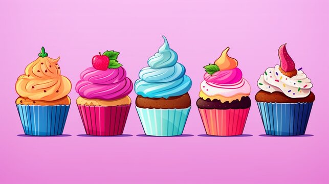 coloring book cupcakes cartoons minimalist ar.Generative AI