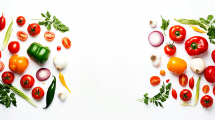 fruit and vegetables on a white background