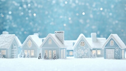 Christmas winter house in the snow and with a Christmas tree