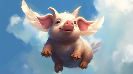 Make a thieving fat flying pig.Generative AI - obrazy, fototapety, plakaty