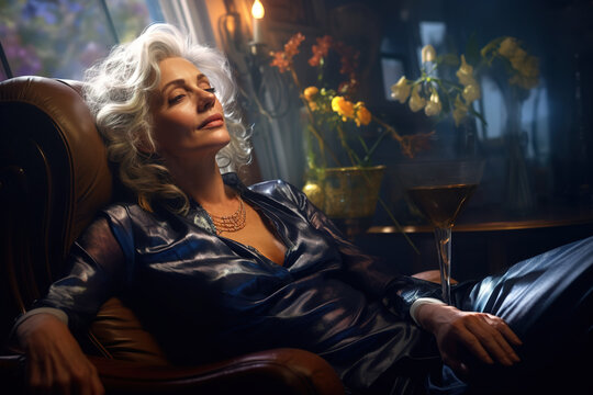 healthy female older woman looking happy