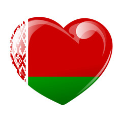 National flag of Belarus in the shape of a heart. 3D illustration, vector