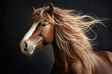 Portrait of horse with long mane