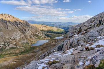 Chicago Lakes overlook in the Mount Evans/Mount Blue Sky Wilderness in Colorado on a sunny fall/winter day