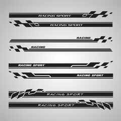 Wrap Design For Car vectors. Sports stripes, car stickers black color. Racing decals for tuning_20231102 - obrazy, fototapety, plakaty