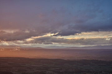 Panoramic views of the sunset over La Alcarria from Trijueque. Guadalajara. Castilla la Mancha. Spain 