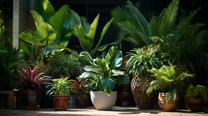 A set of potted plants