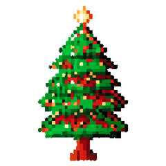 christmas tree with ribbon, pixel art