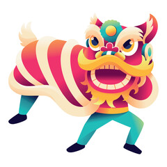 Naklejka premium Vector Chinese New Year Lion Dance Illustration Isolated