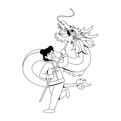 Vector Chinese New Year Dragon Dance Illustration Isolated